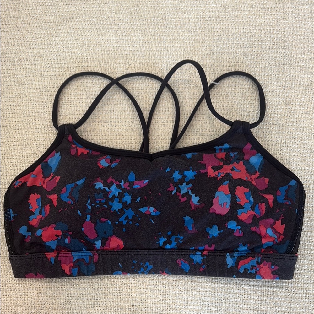 Lulu Black and Multicolor Sports Bra